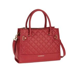 Time and Tru Harper Satchel Purse Red Mark Quilt